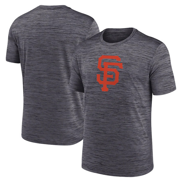 Men's San Francisco Giants Gray Team Logo Velocity Practice Performance T-Shirt - Click Image to Close